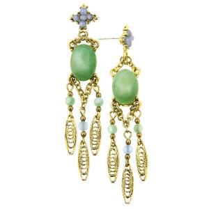 Oval Green Unique Chandelier Earrings (27403) Oval Green Unique Chandelier Earrings
