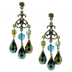 Turquoise and Green Chandelier Earrings (21119) Turquoise and Green Chandelier Earrings