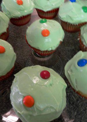 Spidery cupcakes - press down m&m's