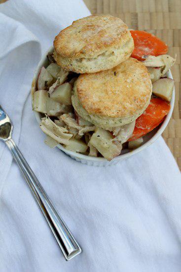 Food: Chicken and Mushroom Pot Pies with Thyme Cream Cheese Biscuits.