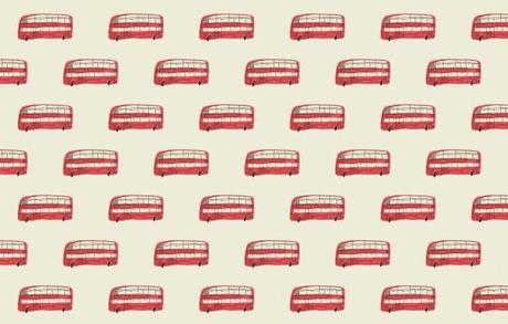 london bus vintage wallpaper pattern mercedes leon illustration