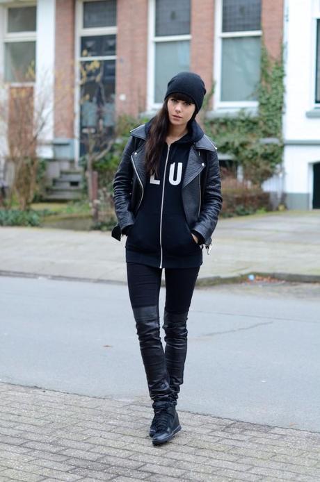 CLUB outfit all black wearing wood wood acne avelon