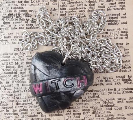 Witches Black Heart Long Necklace by Ugly Shyla 