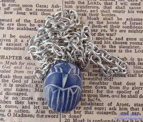 Small Blue Scarab Beetle Necklace by Ugly Shyla