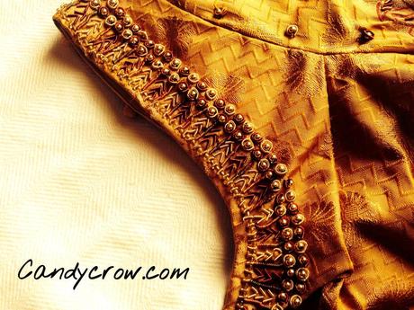 Blouse Design For Gold Color Silk Saree