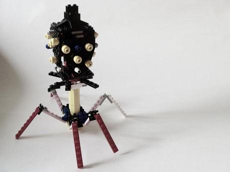The creepy T4 virus, built from Lego bricks