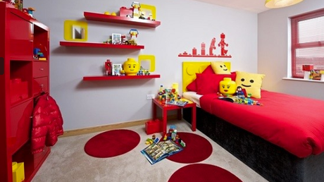 The funky Lego-themed bedroom