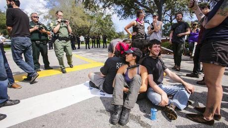 Interview on the Florida Power and Light Protest photo: Lannis Waters, Palm Beach Post