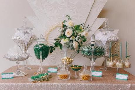 1920s Wedding Inspiration with Emerald and Gold tones by The Couture Candy Buffet Company 1920s Wedding Inspiration with Emerald and Gold tones by The Couture Candy Buffet Company