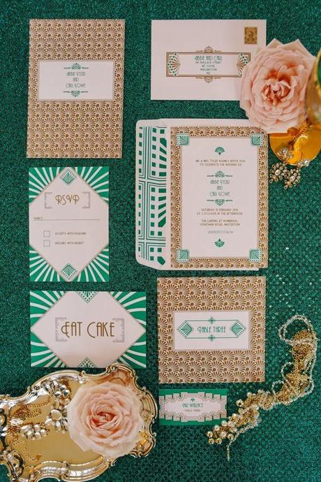 1920s Wedding Inspiration with Emerald and Gold tones by The Couture Candy Buffet Company 1920s Wedding Inspiration with Emerald and Gold tones by The Couture Candy Buffet Company