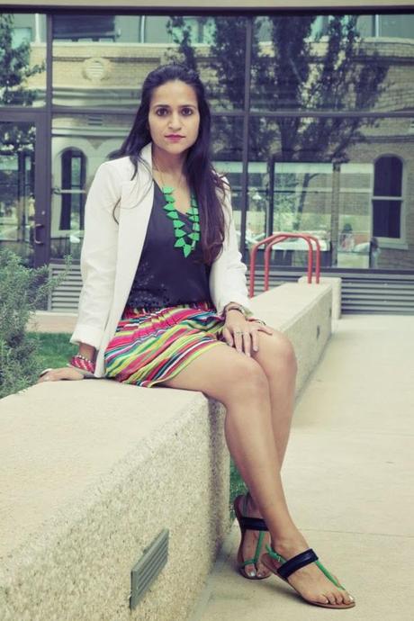 Urban Outfitter White Blazer, Nanette Lepore Shorts, Crazy & Co. Jewelry, Tommy Hilfiger Sandals, Tanvii.com