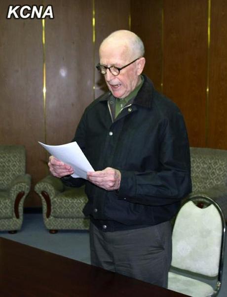 Australian national John Short is shown reading a statement to DPRK authorities in Pyongyang on 1 March 2014 (Photo: KCNA).