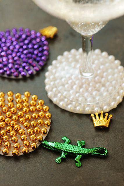 Mardi Gras Bead Coasters 