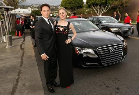 Anna Paquin and Stephen Moyer Elton John AIDS Foundation Oscar Viewing Party 2014 Jesse Grant Getty