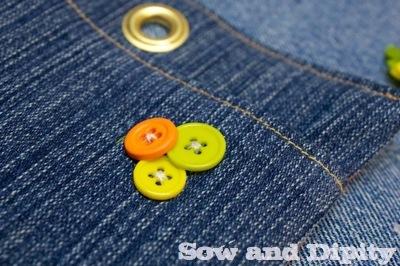 DIY Plant Pockets with Recycled Denim buttons on the pocket