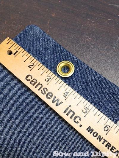 DIY Plant Pockets with Recycled Denim position grommet
