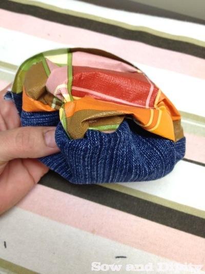 DIY Plant Pockets with Recycled Denim turning out pocket