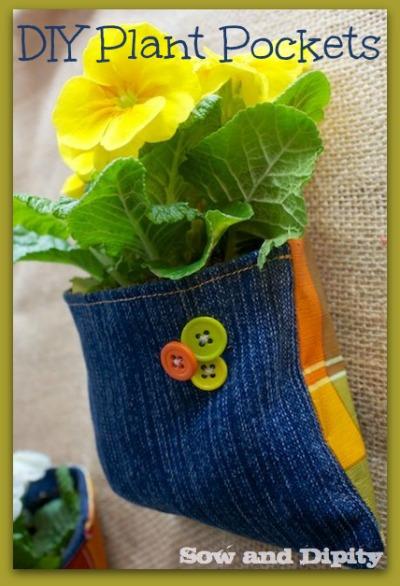 DIY Plant Pockets with Recycled Denim Recycled Denim Plant Pocket (2)