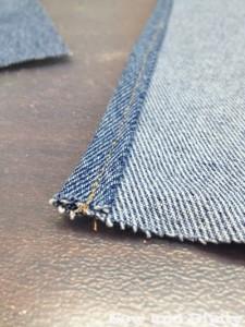 DIY Plant Pockets with Recycled Denim sewing the seam