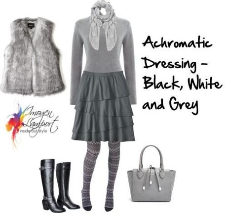 achromatic dressing in black, white and grey