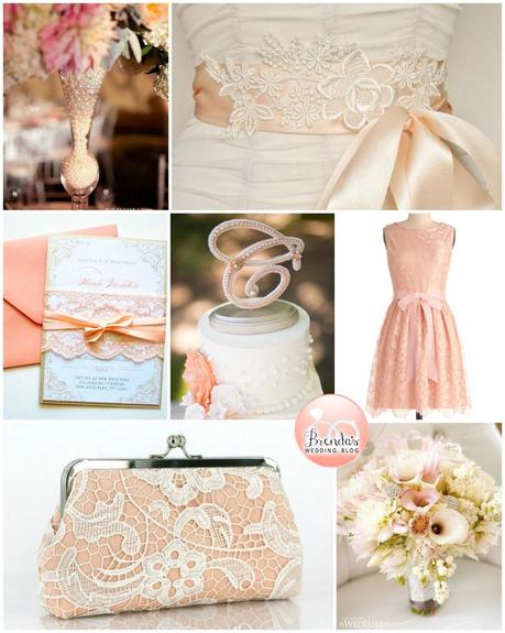 #Peach #Pearls and #Lace #Wedding Inspiration Board