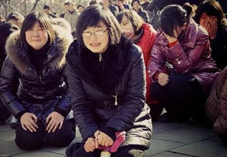 Christian Martyrs about to be executed, or mind-controlled North Koreans mourning their dictator? Christian Martyrs about to be executed, or mind-controlled North Koreans mourning their dictator?