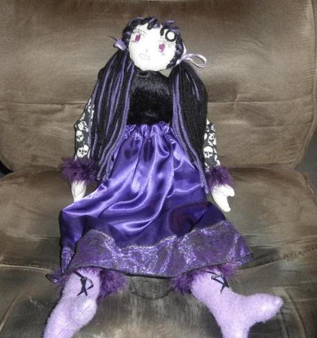 Homemade doll, Violet (cloth with yarn hair)