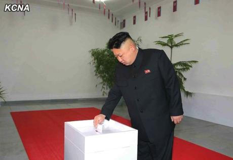 Kim Jong Un casts his ballot at Kim Il Sung University of Politics in east Pyongyang on 9 March 2014 (Photo: KCNA).