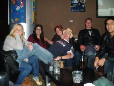Working Wednesdays: A Tribute to My Friends and Heroes of PJs Parramatta, Australia Lying down on Alex at my leaving drinks party.