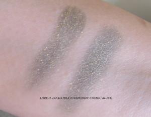 LOREAL COSMIC BLACK EYESHADOW SWATCHES AND REVIEW