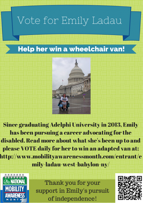Please Help Me Win an Adapted Van and Conquer Independence! Vote for Emily Ladau in the NMEDA Wheelchair Van Contest