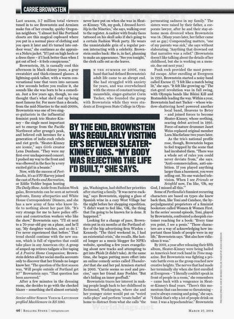 Carrie Brownstein - Rolling Stone Magazine US, March 2014 Carrie Brownstein - Rolling Stone Magazine US, March 2014