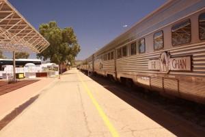 Ghan getting ready to pull out of Alice Springs