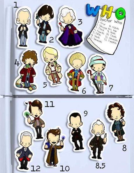 DOCTOR WHO Cute hand cut magnets. ALL Doctors 1-12 (plus war doctor)