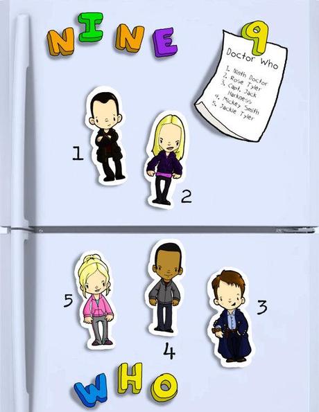 DOCTOR WHO Cute hand cut magnets. Ninth doctor 9 rose captain jack mickey jackie