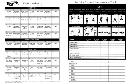 Insanity Workout Calendar