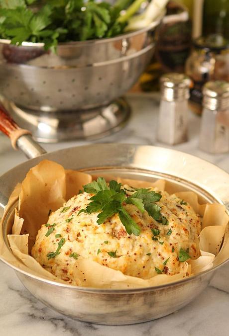 Whole Roasted Cauliflower with Cheese Sauce