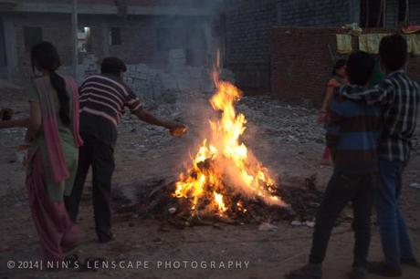 Bonfire near the hotel to mark the start of the Holi festival 1 day before D-Day