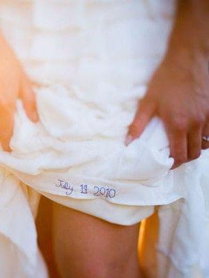 My Wedding Scrapbook sew your wedding date into your dress with blue thread...something blue... loved this idea.