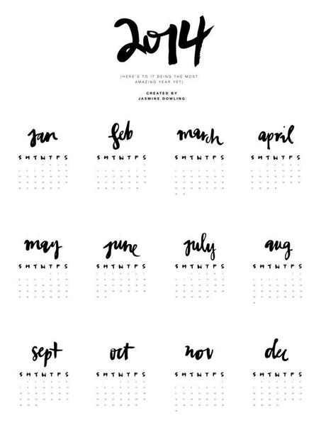 Must Haves for My Desk 2014 calendar - free printable
