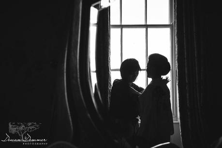 Bridal preperation silhouette in Cotswolds