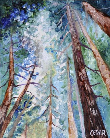 Study of Bright Woods. 10″ x 8″, Oil on Wood, © Cedar Lee 2014