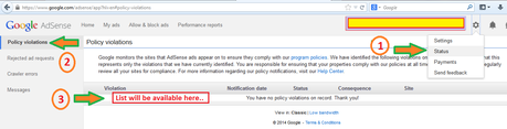 Google AdSense Policy Violation Information