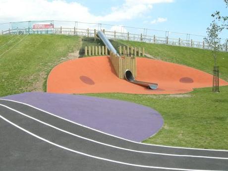 Burgess Park Play Area, Walworth, London - Slide on Bank