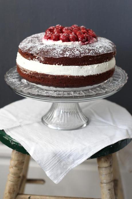 Cherry Topped Chocolate Cake