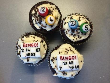 bingo hen party cupcakes cards and number balls wedding