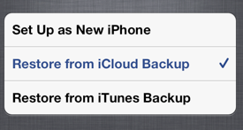 Restore from iCloud Backup