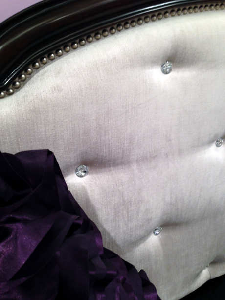 Bling is the New Black at High Point Market Room-Gear-lavender-headboard-detail