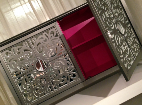 Bling is the New Black at High Point Market scroll-console-with-fuschia