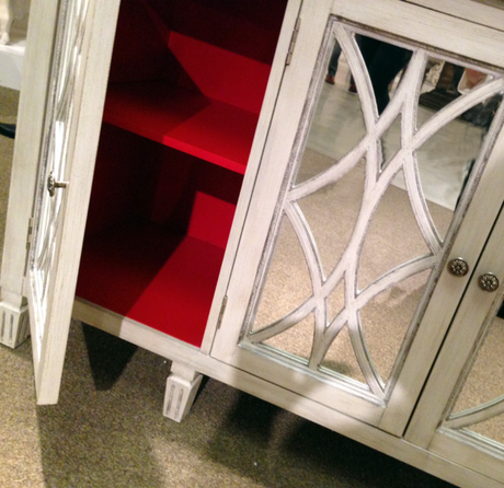 Bling is the New Black at High Point Market Mirror-console-with-red